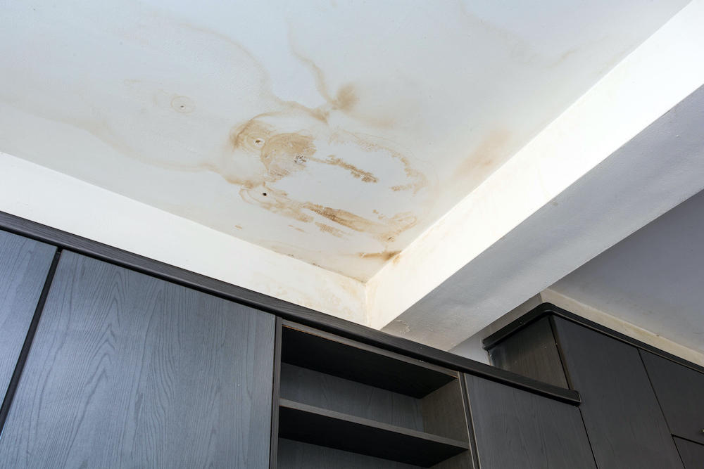 discolored ceiling from ceiling water damage